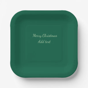 Assiettes En Carton Joyeux Noël vert fond simple solo férié