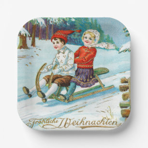 Assiettes En Carton Joyeux Noël vintage vacances