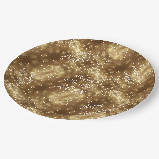 Assiettes En Carton Joyeux Nouvel An 2018 Élégante chaîne de lumières (Angle)