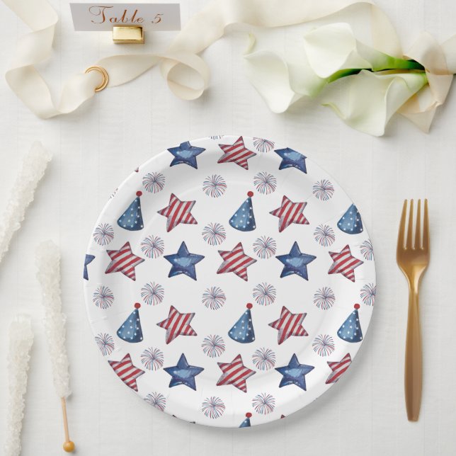 Assiettes En Carton Joyeux papier Motif 4 juillet Parti mignon (Mariage)