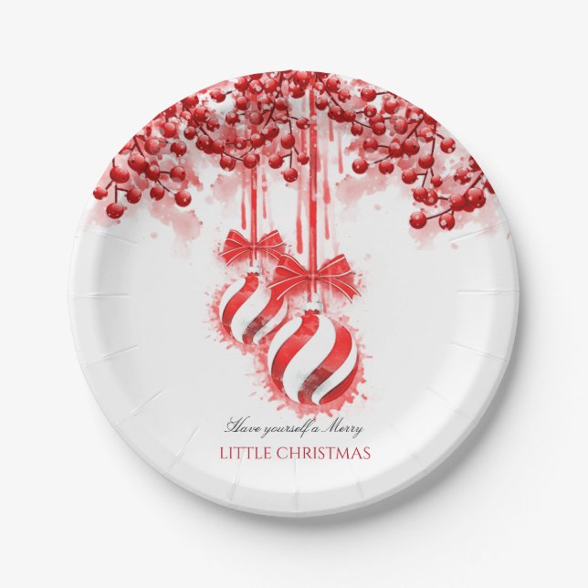 Assiettes En Carton Joyeux petit Noël aquarelle Splash (Devant)