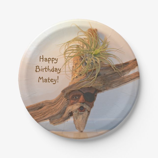 Assiettes En Carton Joyeux Pirate d'anniversaire (Devant)