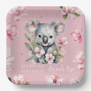 Assiettes En Carton Joyeux premier anniversaire aquarelle Koala