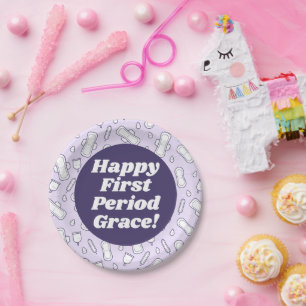 Assiettes En Carton Joyeux Premier Période Parti Purple Tampon Nom de