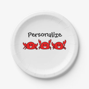 Assiettes En Carton Joyeux Red Crabs Beach Party