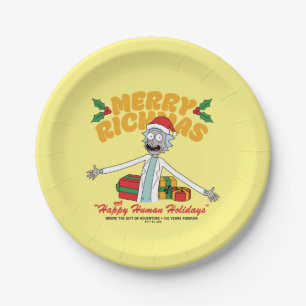 Assiettes En Carton Joyeux Rickmas et Joyeuses Fêtes Humaines