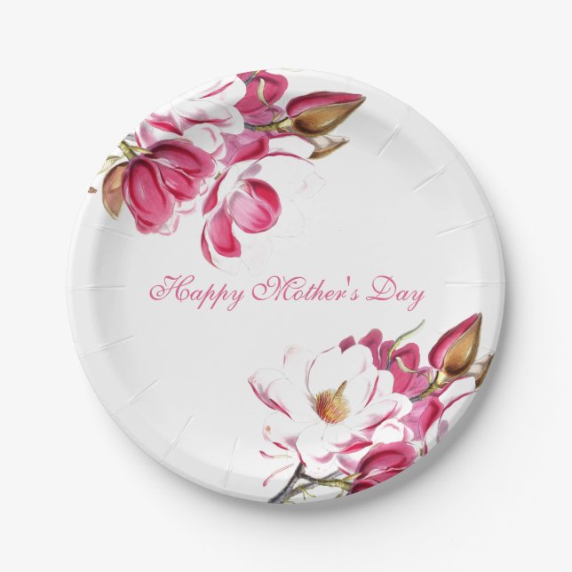 Assiettes En Carton Joyeux script rose de la Fête des Mères (Devant)