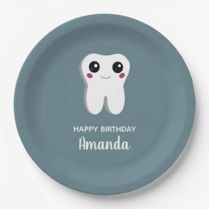Assiettes En Carton Joyeux Sourire Dental Tooth mignonne Anniversaire