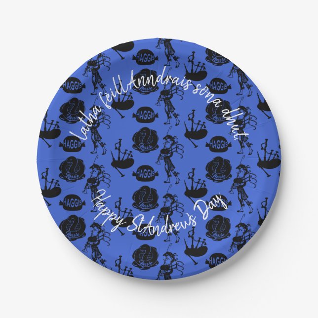Assiettes En Carton Joyeux St Andrew Day Haggis Bagpipe Nessie Petit 7 (Devant)