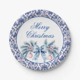 Assiettes En Carton Joyeux Swag de Noël avec des ornements et des cabo