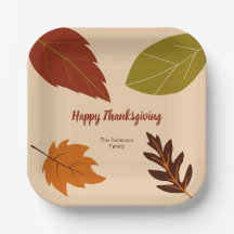 Joyeux Thanksgiving Feuilles d'automne et nom de l