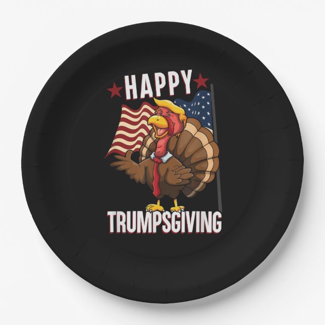 Assiettes En Carton Joyeux Trumpsgiving drôle Thanksgiving Turquie Tru (Devant)