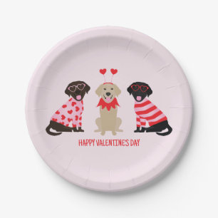 Assiettes En Carton Joyeux Valentines Day Labrador Retriever Dogs