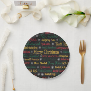 Assiettes En Carton Joyeux voeux de Noël dans une langue différente