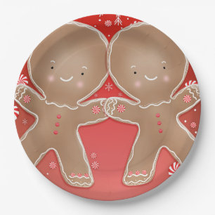Assiettes En Carton Jumeaux de pain d'épice à la menthe poivrée Fête d