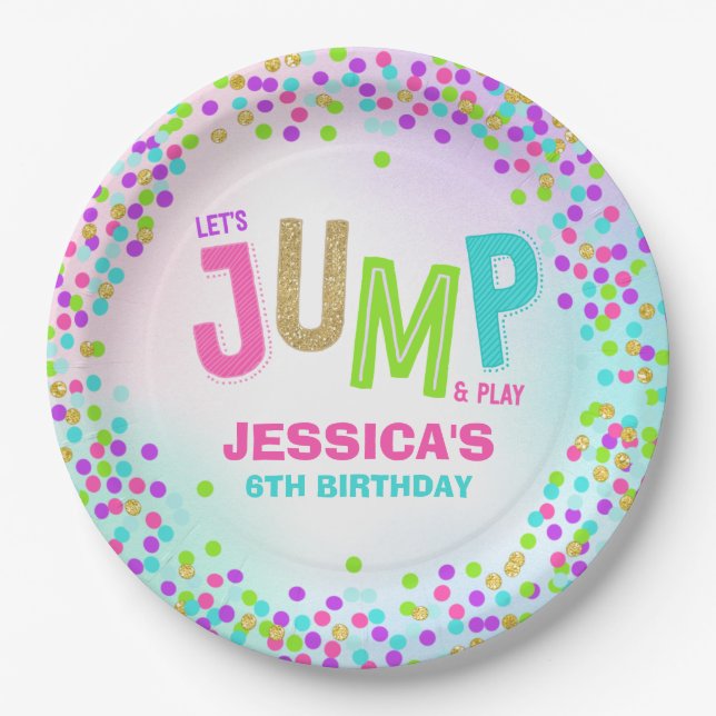 Assiettes En Carton Jump Trampoline Anniversaire Décor Personnalisé (Devant)
