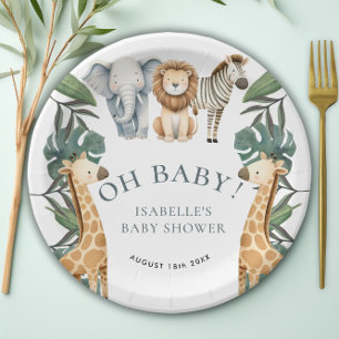 Assiettes En Carton Jungle Animal Safari Baby shower de verdure