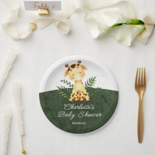 Assiettes En Carton Jungle Giraffe Baby shower 7" Plaque