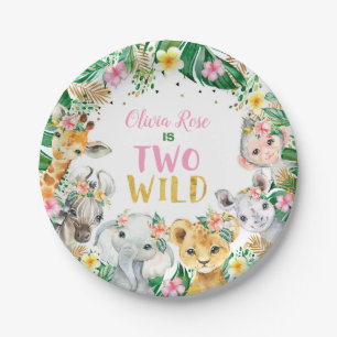 Assiettes En Carton Jungle Girl Safari Animaux Plaques de papier