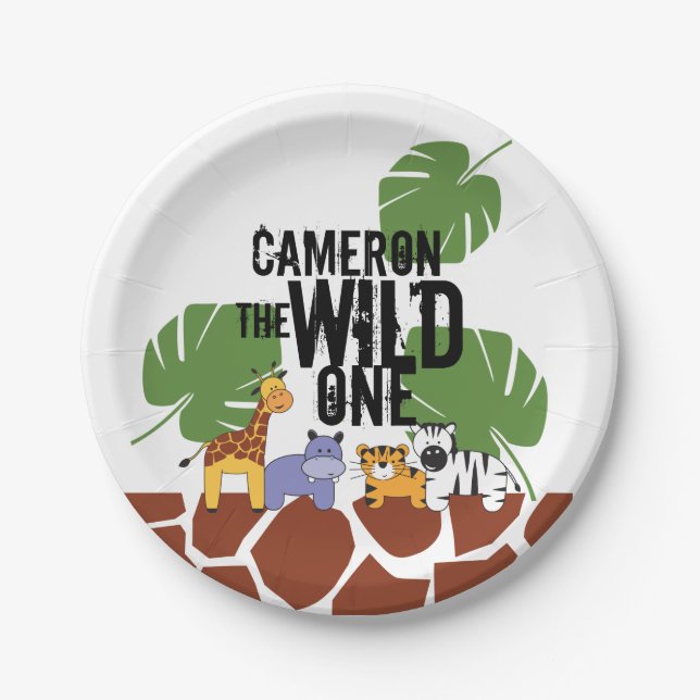 Assiettes En Carton Jungle Safari 1er anniversaire (Devant)