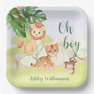 Assiettes En Carton Jungle Safari Animaux Oh Baby shower Garçon
