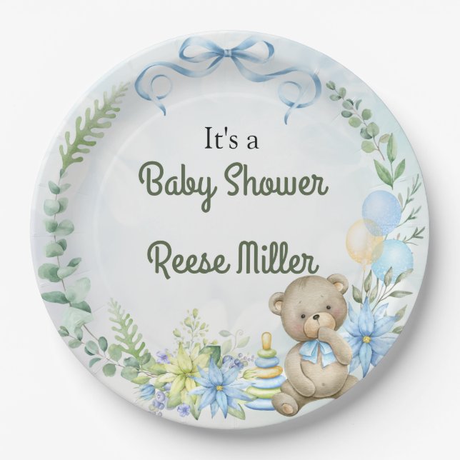 Assiettes En Carton Jungle Safari Green Baby shower Party (Devant)