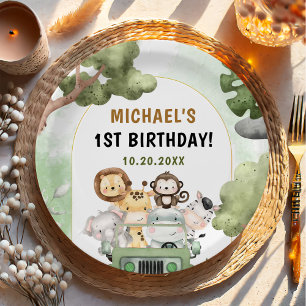 Assiettes En Carton Jungle Safari Party Animaux 1er anniversaire