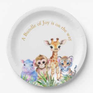 Assiettes En Carton Jungle tropicale Bébés animaux