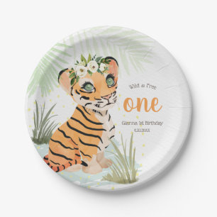 Assiettes En Carton Jungle Wild & Free Floral 1er Birthday Tiger