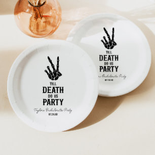 Assiettes En Carton Jusqu'à ce que la mort nous sépare, soirée squelet