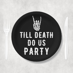 Assiettes En Carton Jusqu'à la mort Fête Sommeil Noir