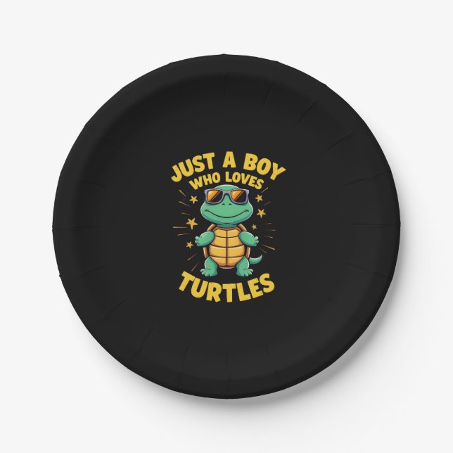 Assiettes En Carton Just a boy who loves turtles Children boy (1) (Devant)