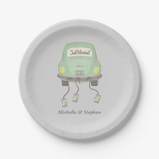 Assiettes En Carton Juste mariage marié de voiture (Devant)