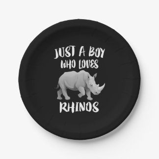 Assiettes En Carton Juste un garçon qui aime le cadeau animal Rhinos