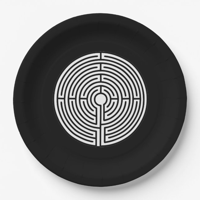 Assiettes En Carton Juste un labyrinthe en noir (Devant)