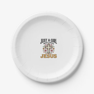 Assiettes En Carton Juste une fille qui aime Jésus Floral Cross Shirt_