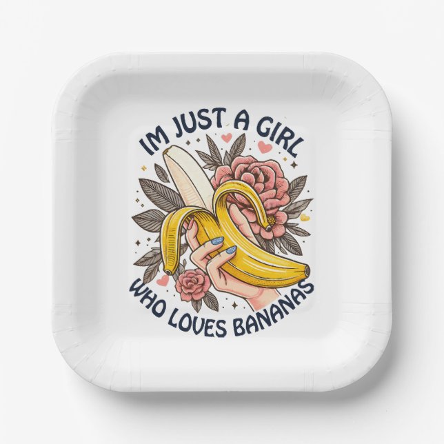 Assiettes En Carton Juste Une Fille Qui Aime Les Bananes (Recto)