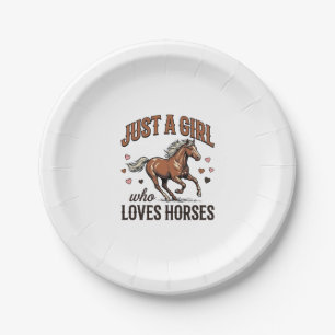 Assiettes En Carton Juste Une Fille Qui Aime Les Chevaux Chemise Vinta