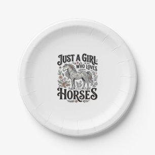 Assiettes En Carton Juste une fille qui aime les chevaux dessin floral
