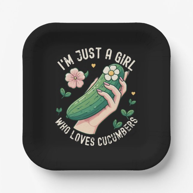 Assiettes En Carton Juste Une Fille Qui Aime Les Concombres - Végétari (Recto)