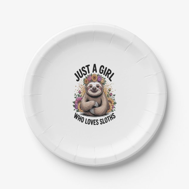 Assiettes En Carton juste une fille qui aime les paresseux (Devant)