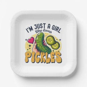Assiettes En Carton Juste Une Fille Qui Aime Les Pickles - Végétan Drô