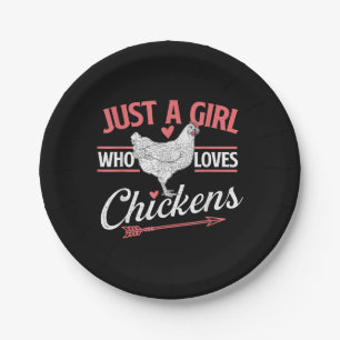 Assiettes En Carton Juste Une Fille Qui Aime Les Poulets - Pou Louveur