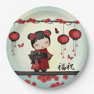 Assiettes En Carton Kaiko la poupée kokeshi "Bénédiction"