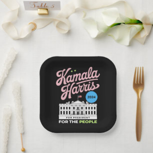 Assiettes En Carton Kamala Harris 2024 Vote Démocrate Social Blue 