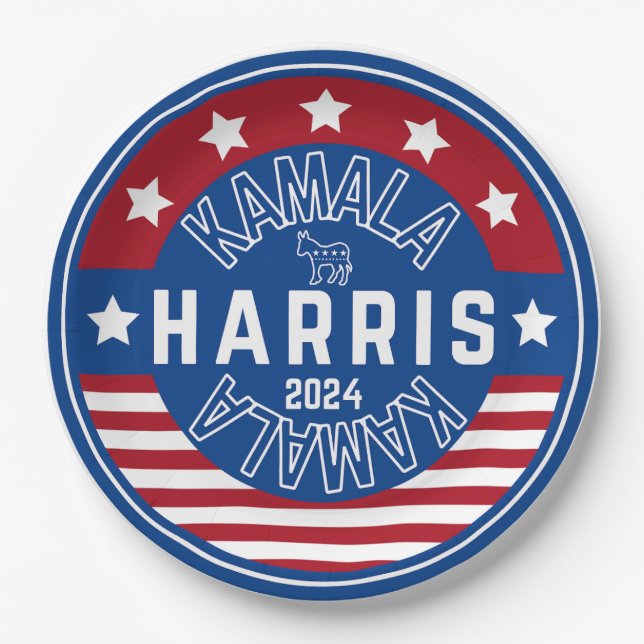 Assiettes En Carton Kamala Harris Madame la Présidente 2024 (Devant)