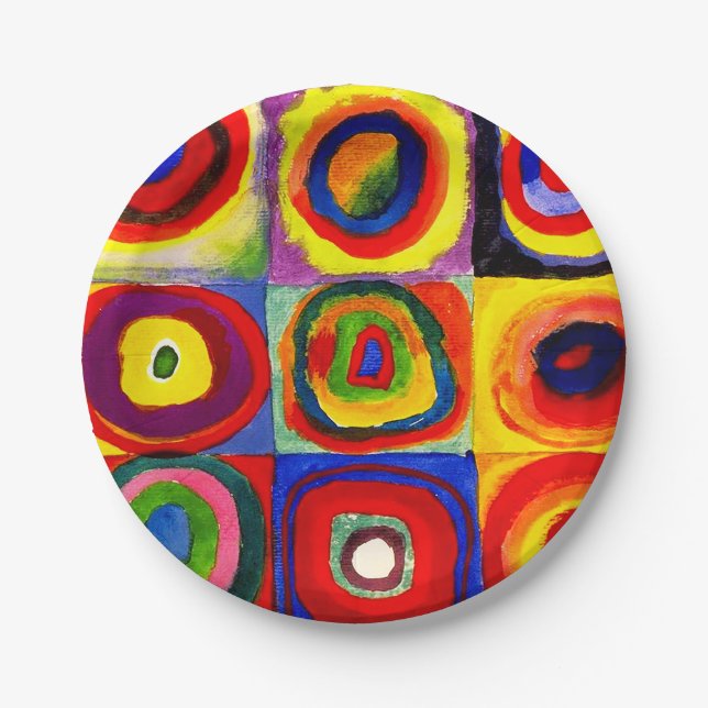 Assiettes En Carton Kandinsky Farbstudie Cercles Carré Quadrate Art (Devant)