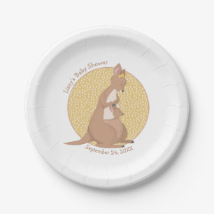 Assiettes En Carton Kangaroo Baby shower Jaune Neutre Genre