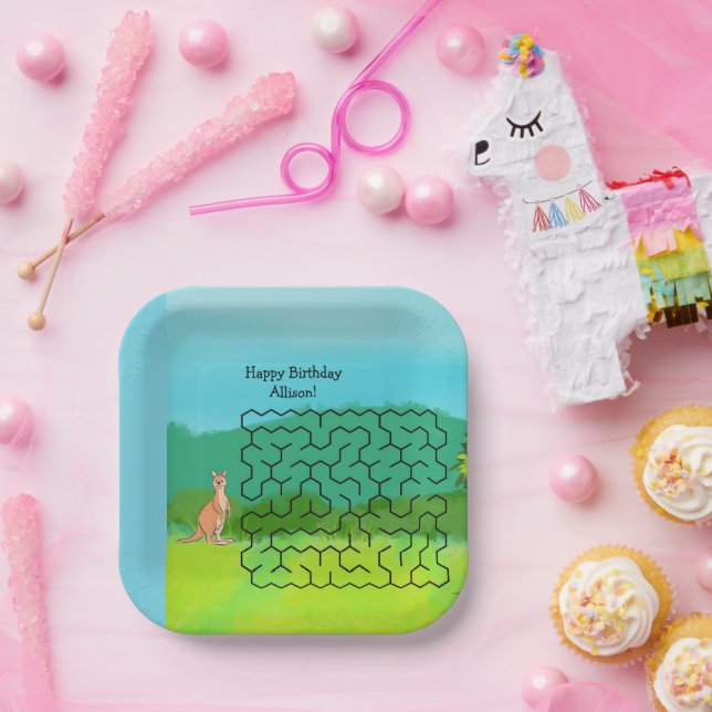 Assiettes En Carton Kangaroo et Maze Feuille Plaques papier d'annivers (Fête)