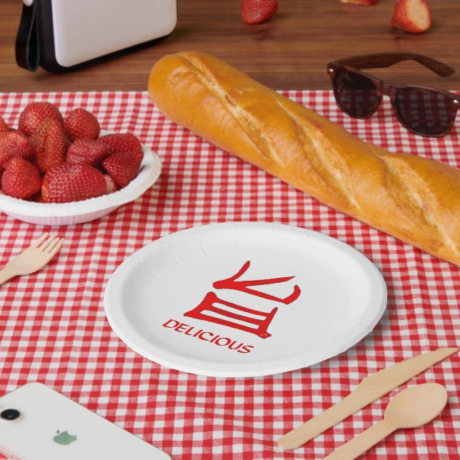Assiettes En Carton Kanji Delicious Plaques en papier rouge (Pique-nique)
